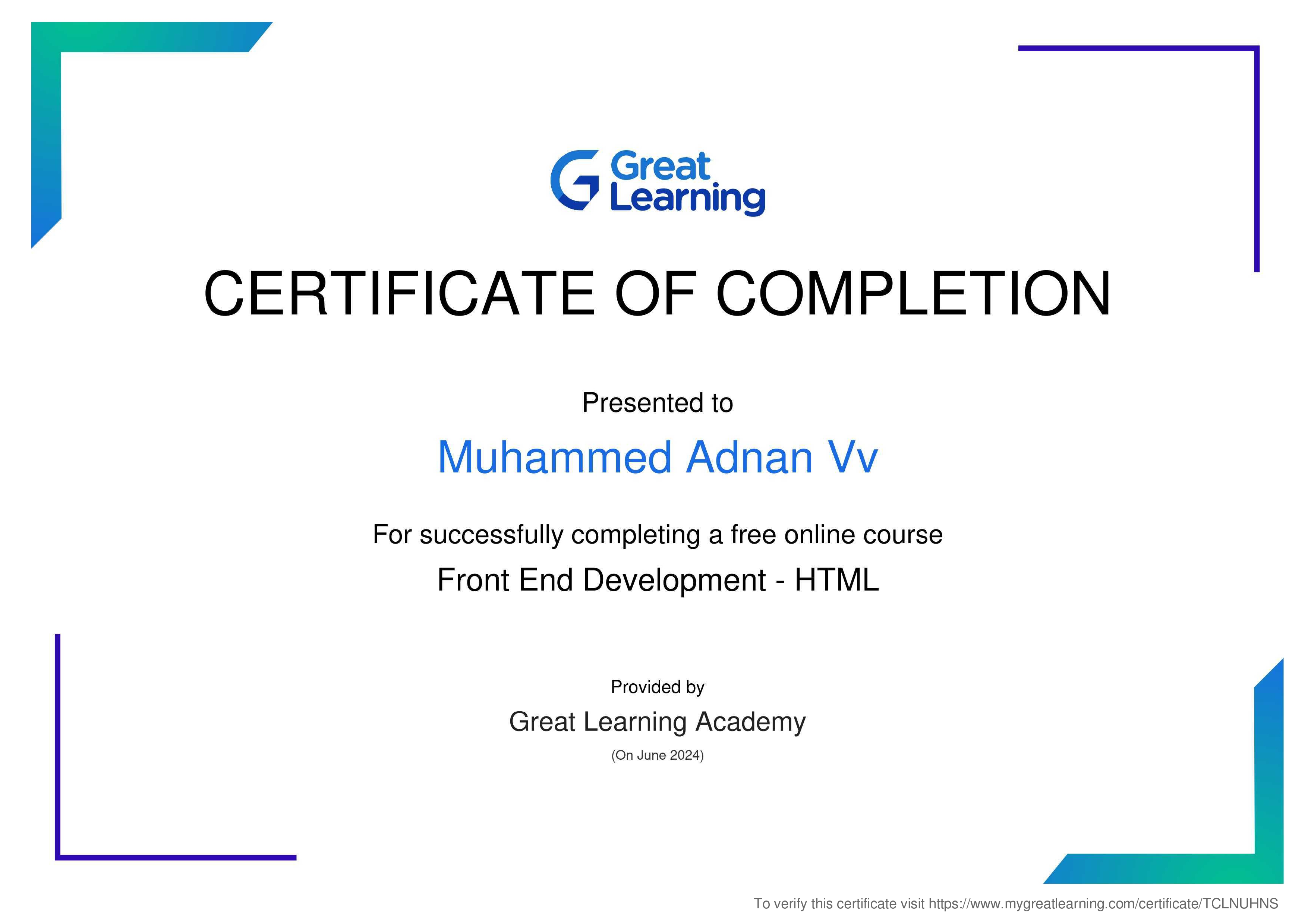 Great Learning Certificate